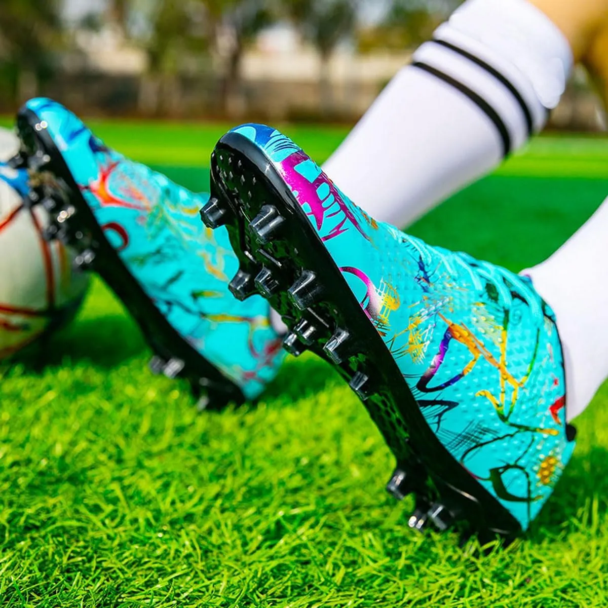 DHOVOR Mens Womens Soccer Cleats FG Football Shoes Unisex Adult Athletics Football Trainers Football Cleats Teenagers Soccer Shoes