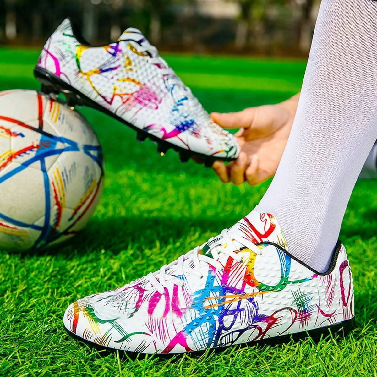 DHOVOR Mens Womens Soccer Cleats FG Football Shoes Unisex Adult Athletics Football Trainers Football Cleats Teenagers Soccer Shoes