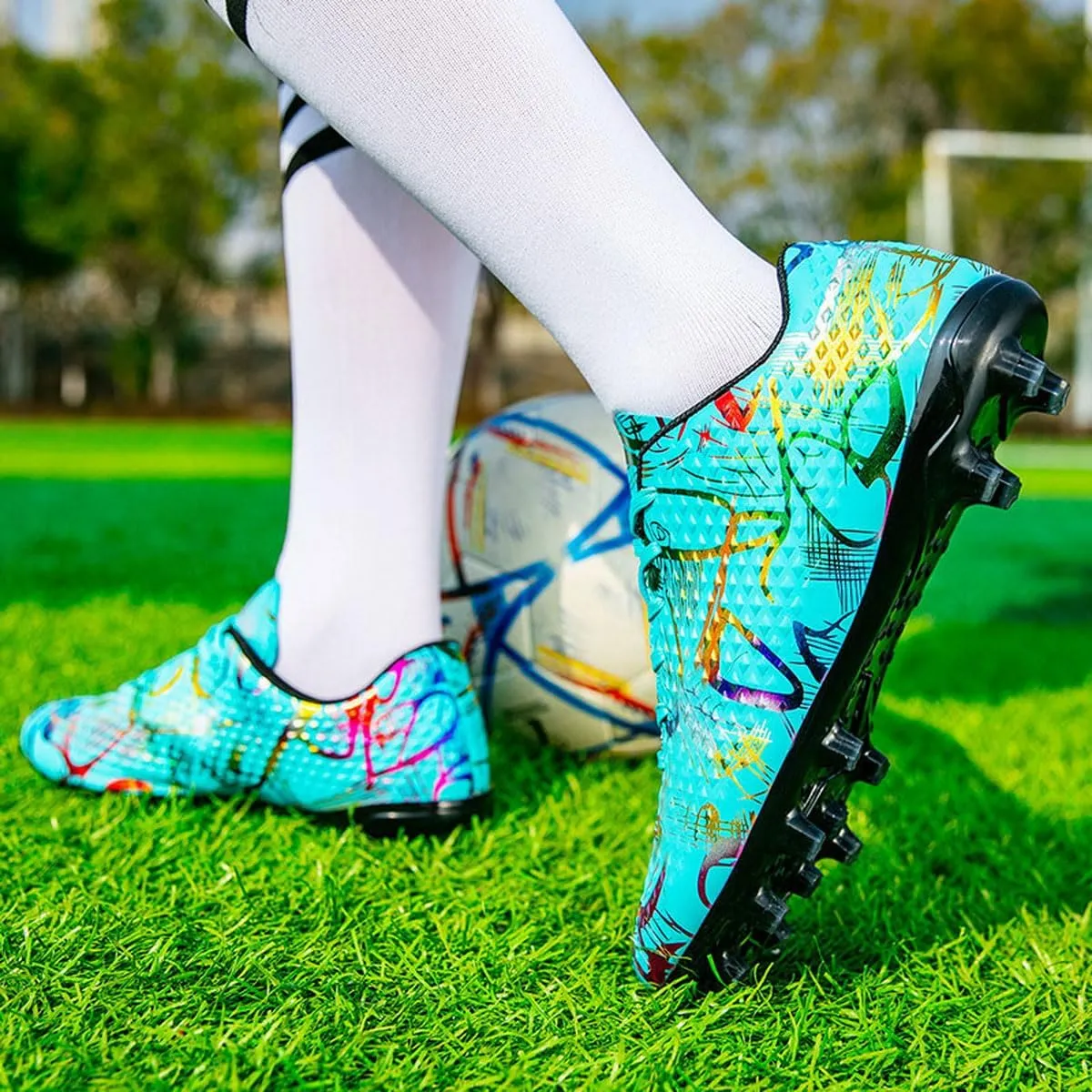 DHOVOR Mens Womens Soccer Cleats FG Football Shoes Unisex Adult Athletics Football Trainers Football Cleats Teenagers Soccer Shoes