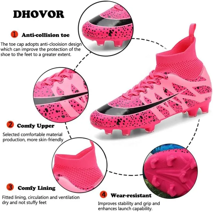 DHOVOR Men's Women's Soccer Cleats Youth Football Cleats Unisex Adult Athletics Football Trainers Football Shoes Teenagers Soccer Shoes
