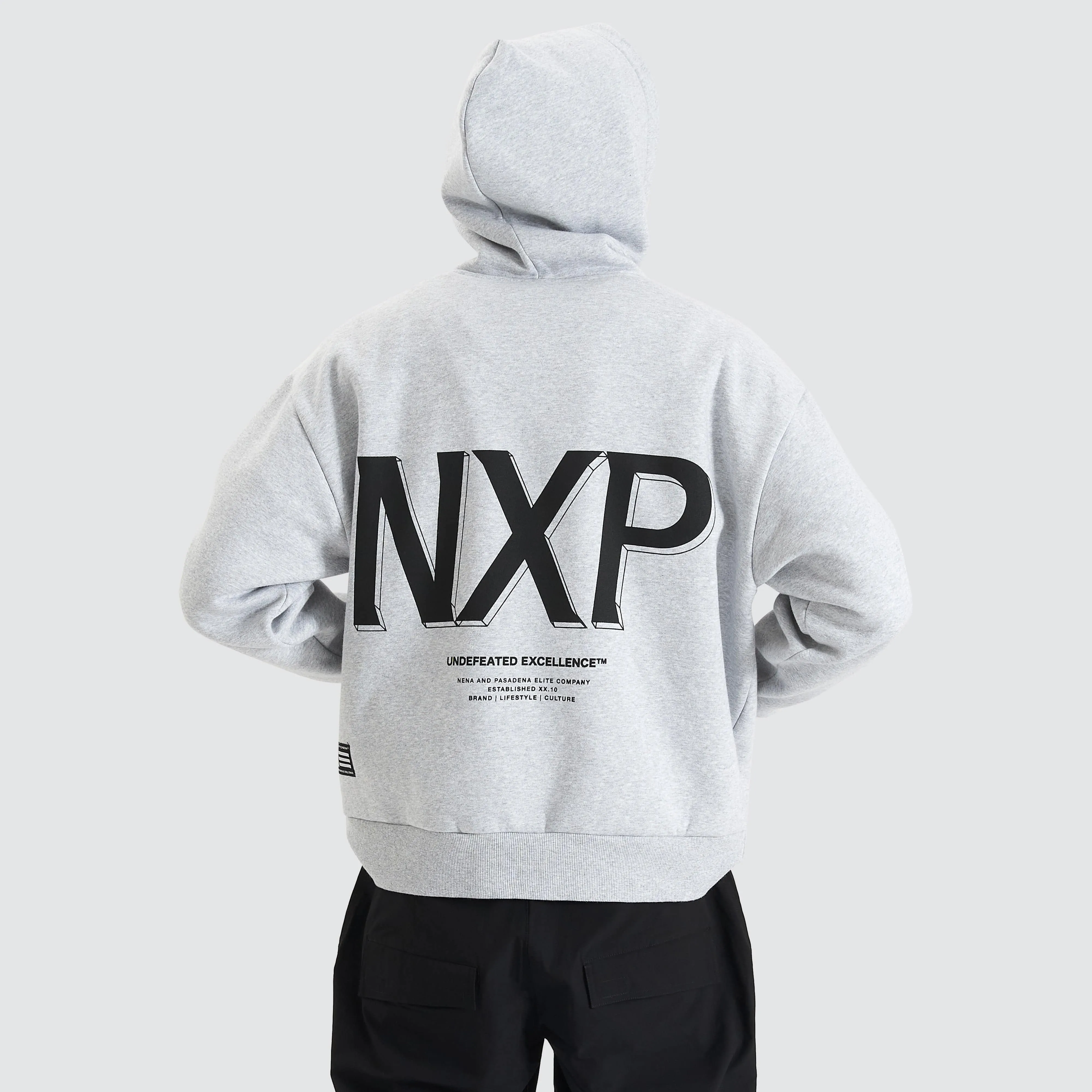 Diagram Heavy Box Fit Hoodie Grey Marle