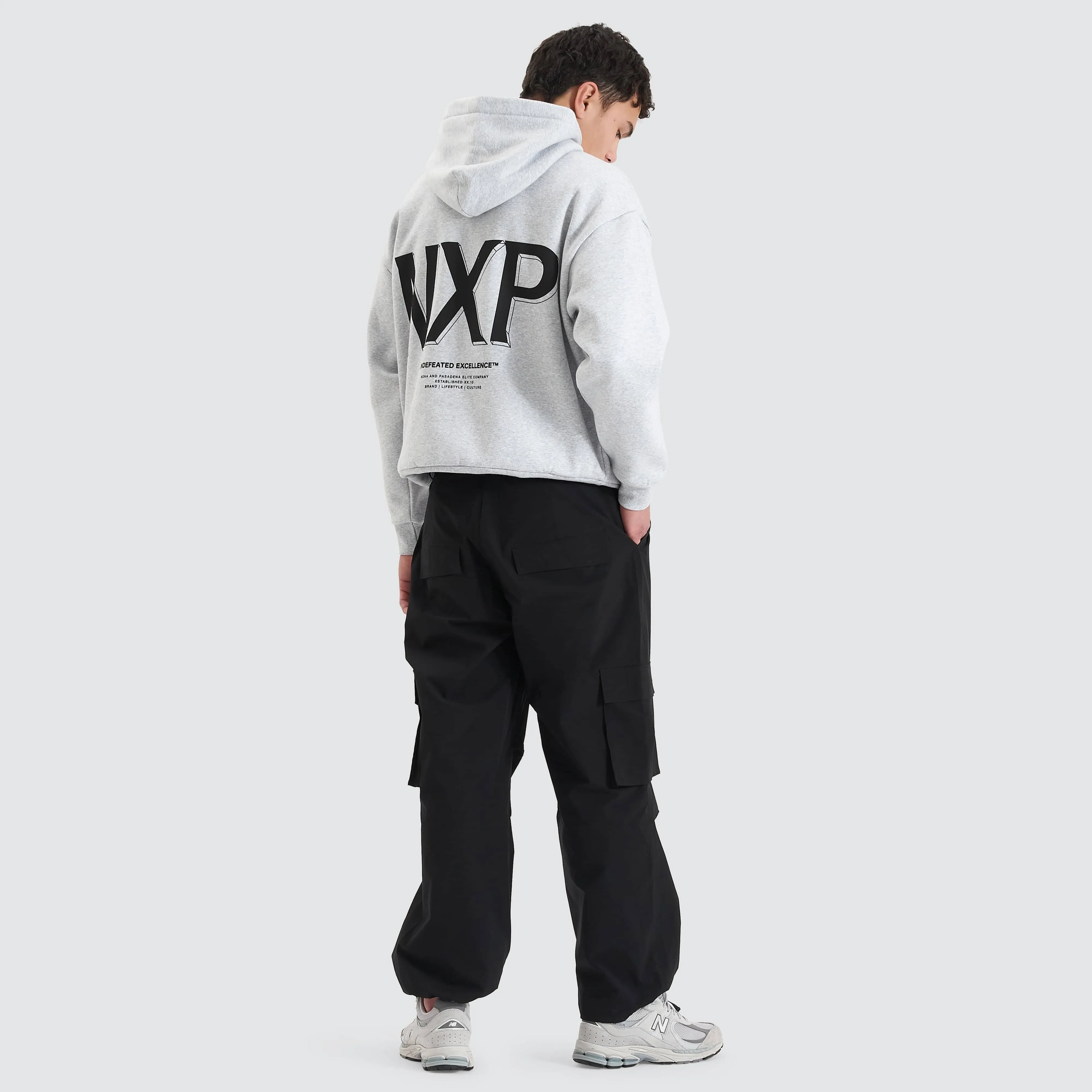 Diagram Heavy Box Fit Hoodie Grey Marle