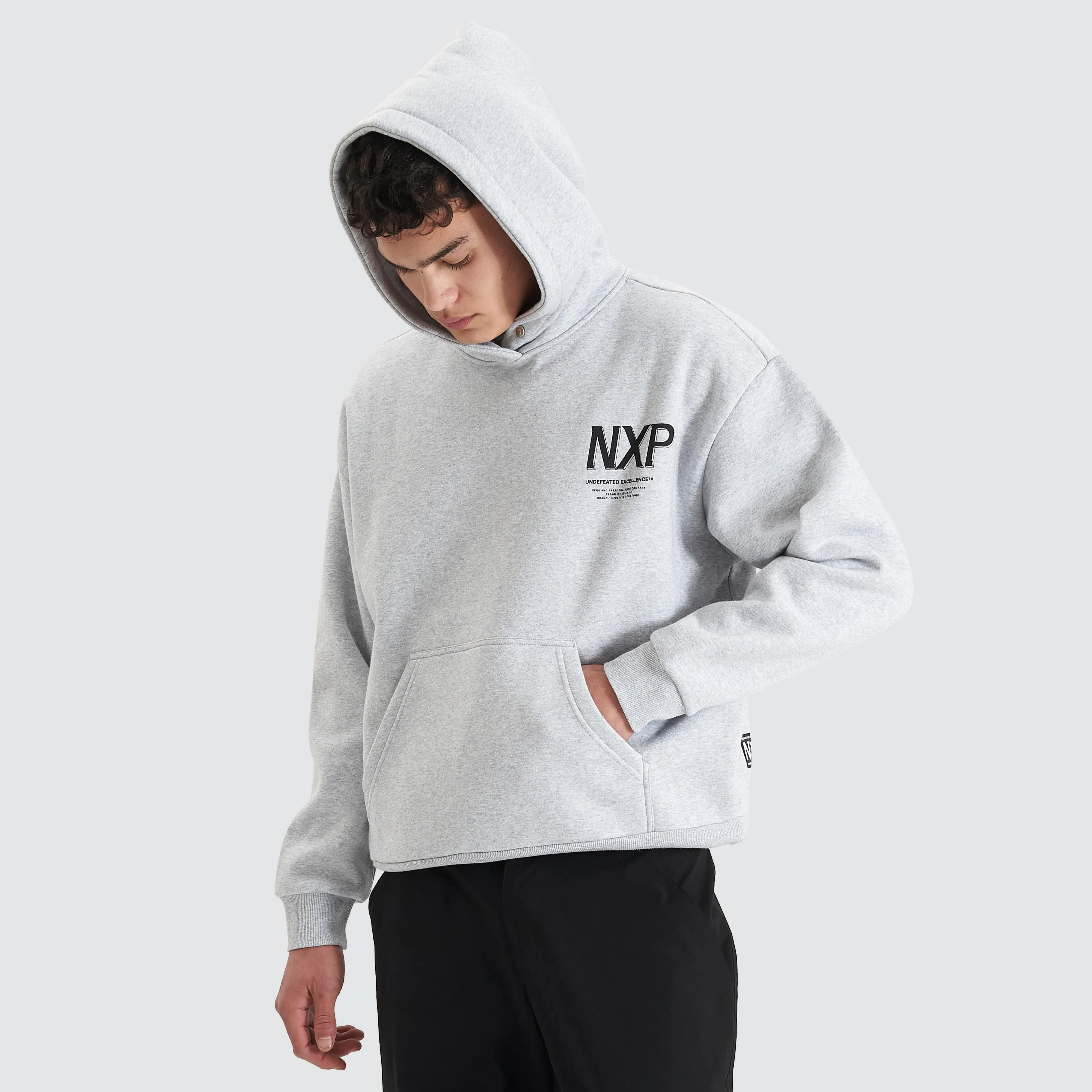 Diagram Heavy Box Fit Hoodie Grey Marle