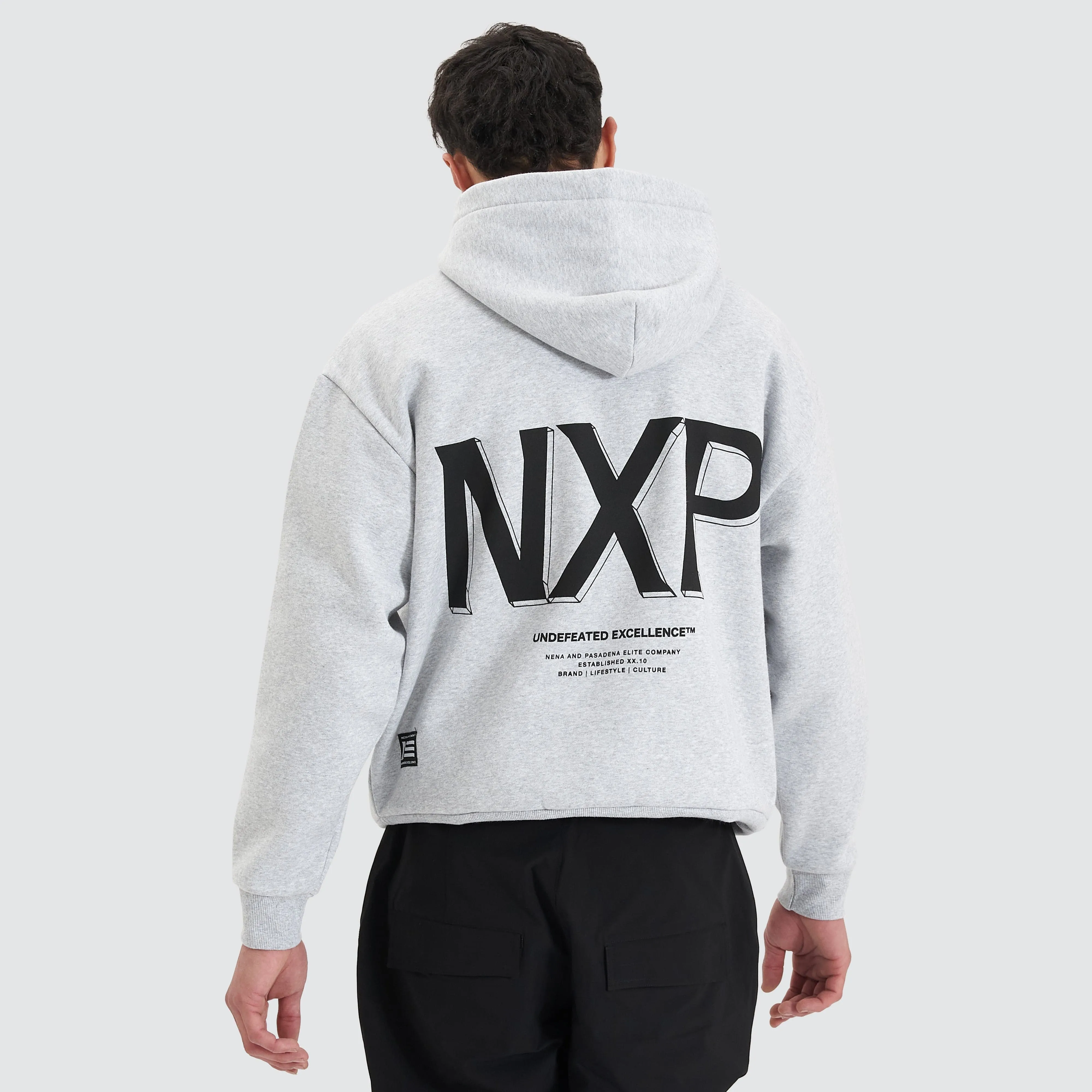 Diagram Heavy Box Fit Hoodie Grey Marle