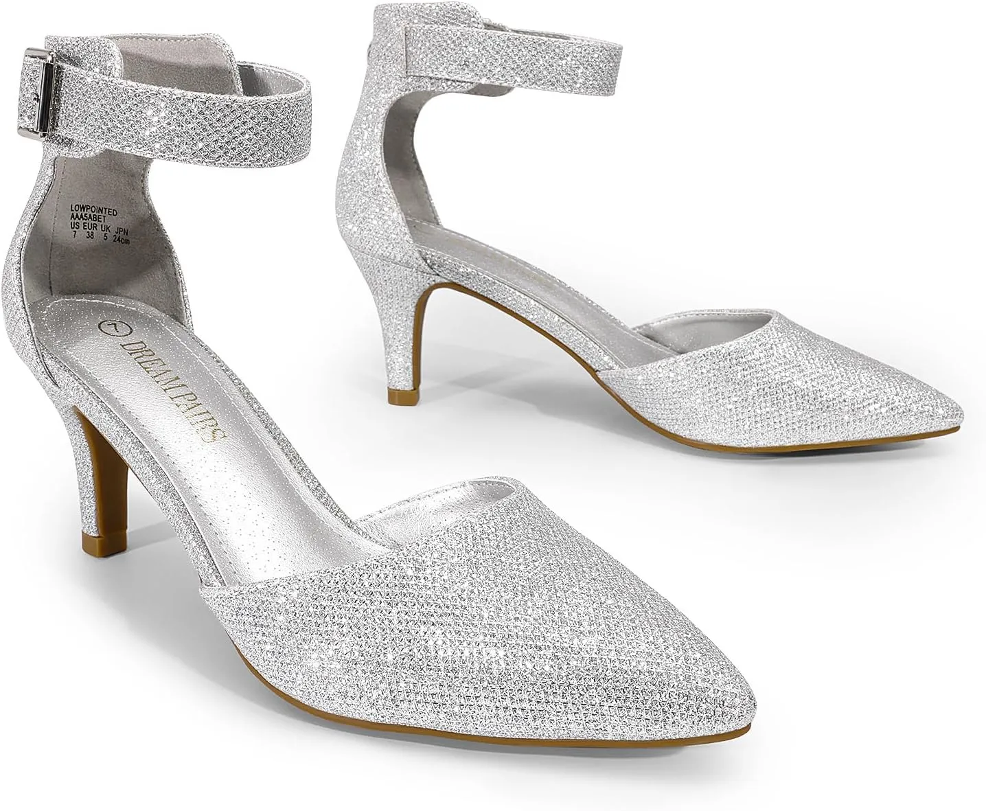 DREAM PAIRS Kitten Heel Low Heel for Women Closed Pointed Toe Pumps Wedding Party Sexy Dress Shoes Lowpointed