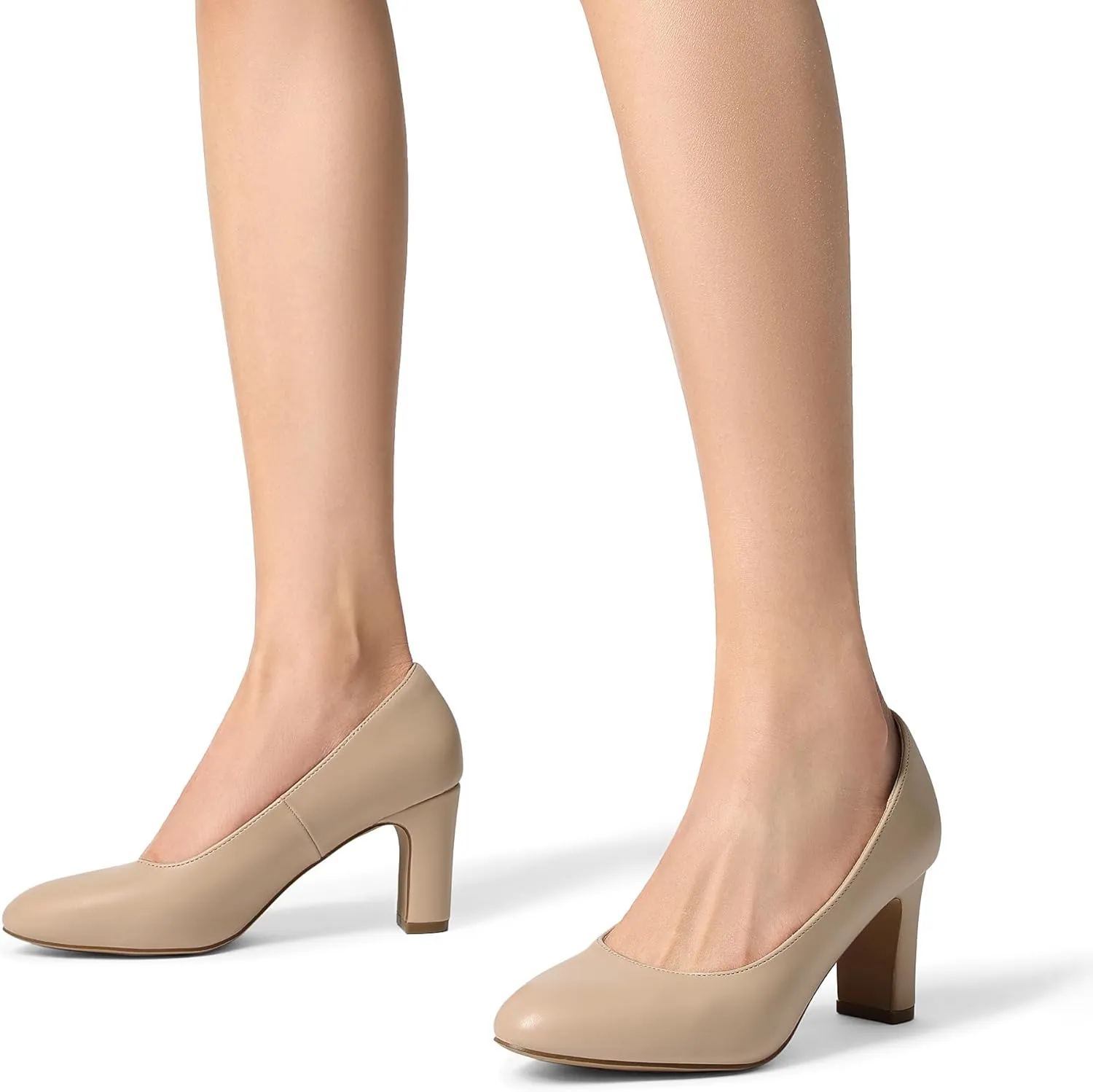 DREAM PAIRS Women's Block Heels Closed Toe High Chunky Rounded Toe Pumps Comfortable Slip On Work Shoes