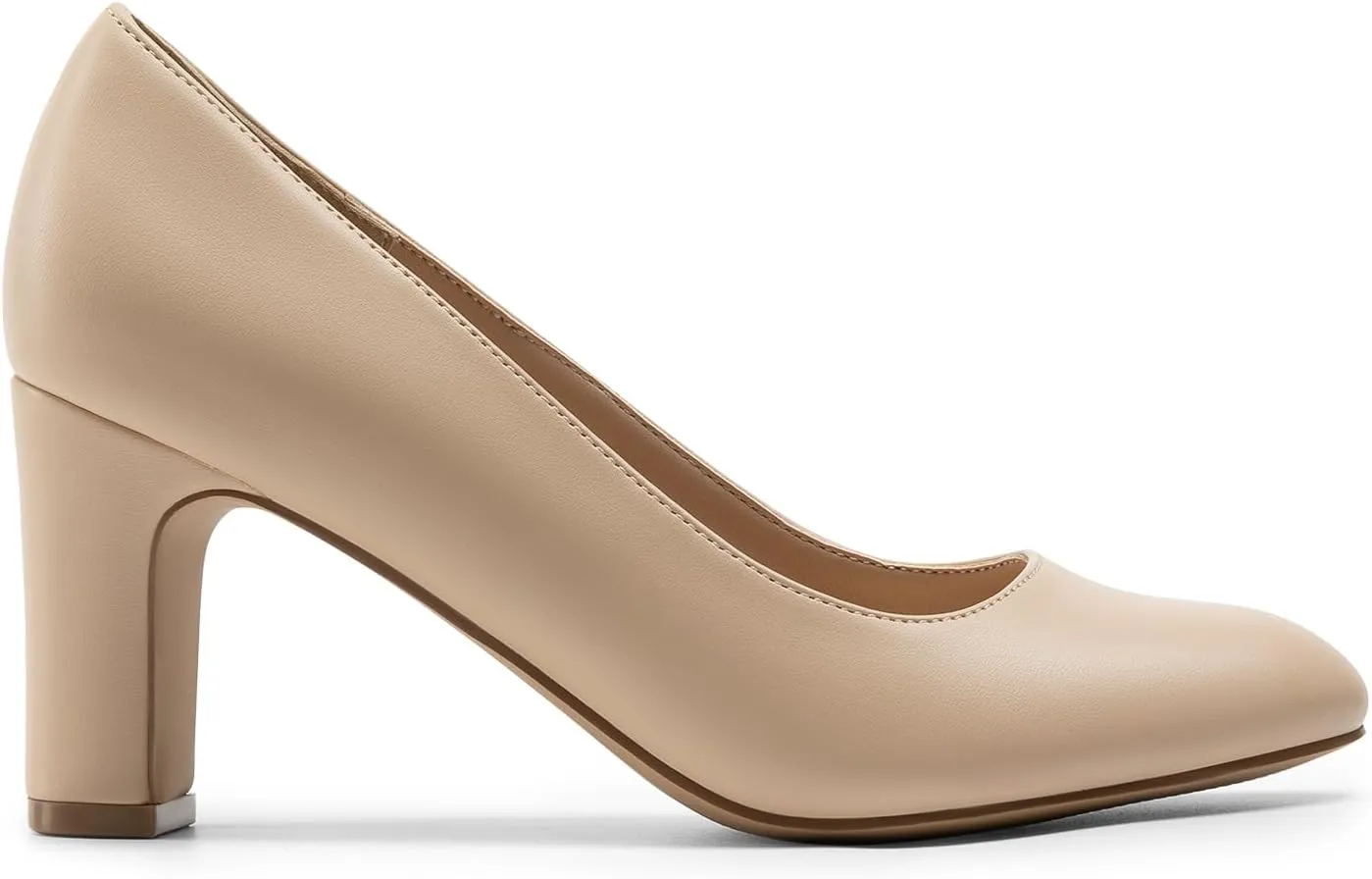 DREAM PAIRS Women's Block Heels Closed Toe High Chunky Rounded Toe Pumps Comfortable Slip On Work Shoes