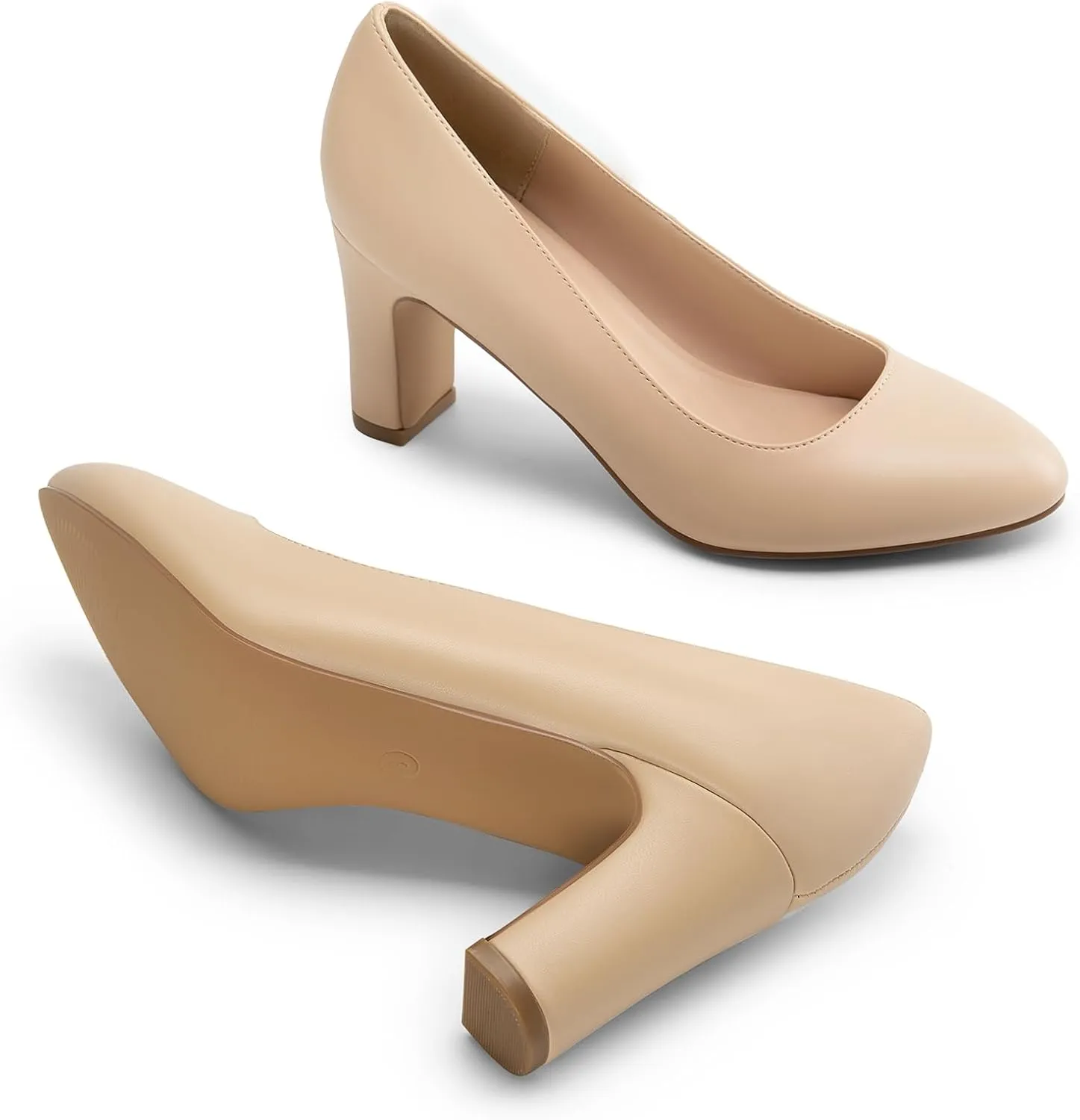 DREAM PAIRS Women's Block Heels Closed Toe High Chunky Rounded Toe Pumps Comfortable Slip On Work Shoes