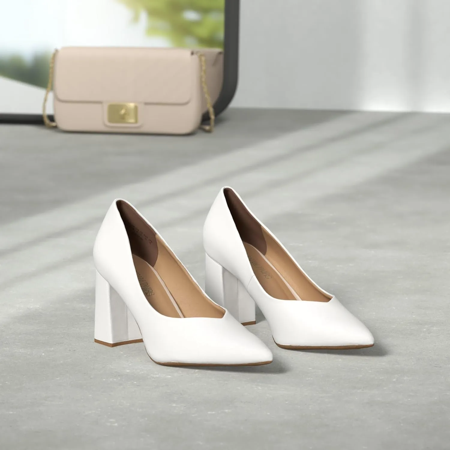 DREAM PAIRS Womens High Chunky Closed Toe Block Heels Pointed Toe Wedding Party Elegant Slip On Pumps Shoes