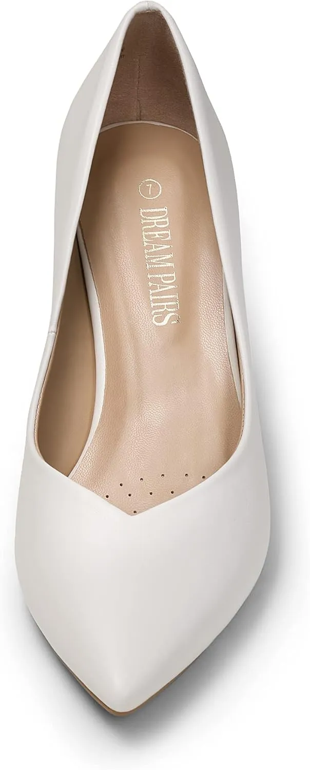 DREAM PAIRS Womens High Chunky Closed Toe Block Heels Pointed Toe Wedding Party Elegant Slip On Pumps Shoes