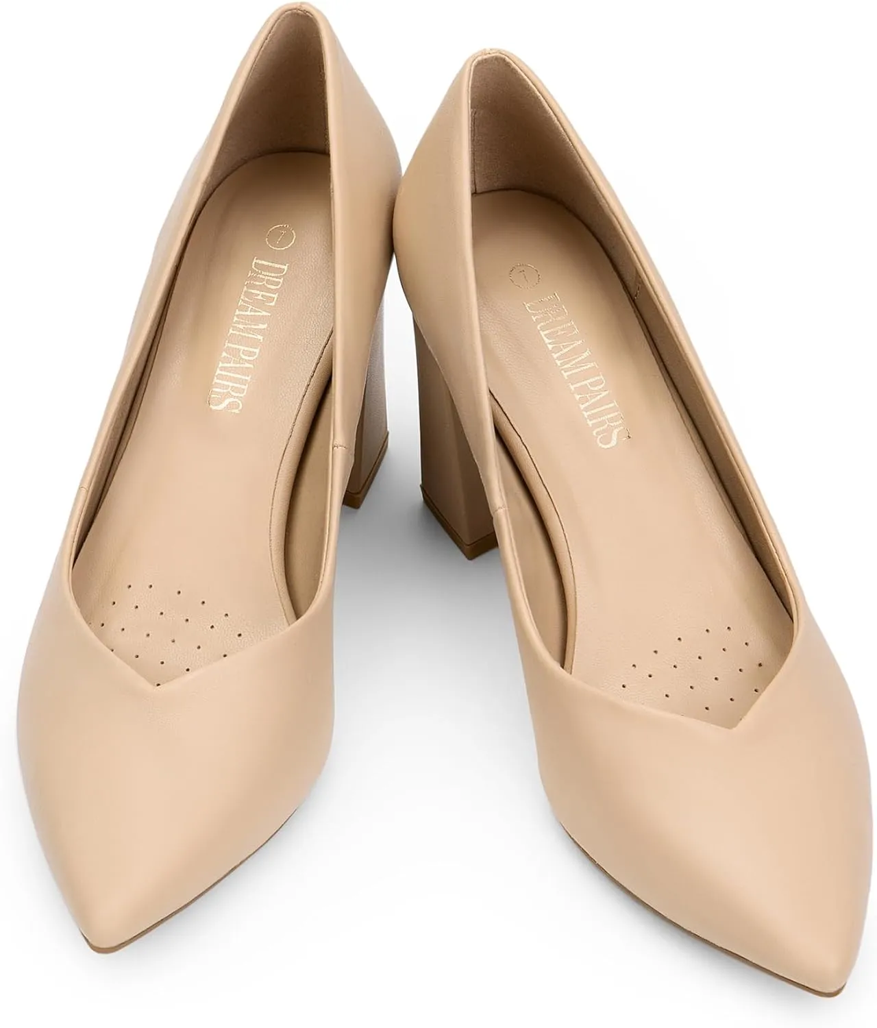 DREAM PAIRS Womens High Chunky Closed Toe Block Heels Pointed Toe Wedding Party Elegant Slip On Pumps Shoes