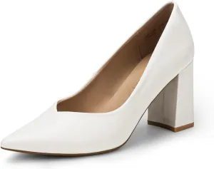DREAM PAIRS Womens High Chunky Closed Toe Block Heels Pointed Toe Wedding Party Elegant Slip On Pumps Shoes