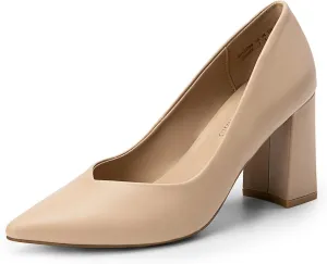 DREAM PAIRS Womens High Chunky Closed Toe Block Heels Pointed Toe Wedding Party Elegant Slip On Pumps Shoes