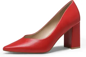DREAM PAIRS Womens High Chunky Closed Toe Block Heels Pointed Toe Wedding Party Elegant Slip On Pumps Shoes