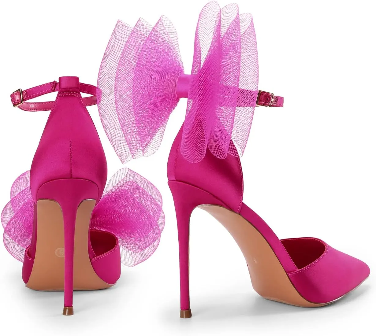 DREAM PAIRS Women's High Heels Strappy Closed Toe Stiletto Pointed Toe Mesh Bows Ankle Strap D'Orsay Sexy Dress Wedding Party Pumps Shoes