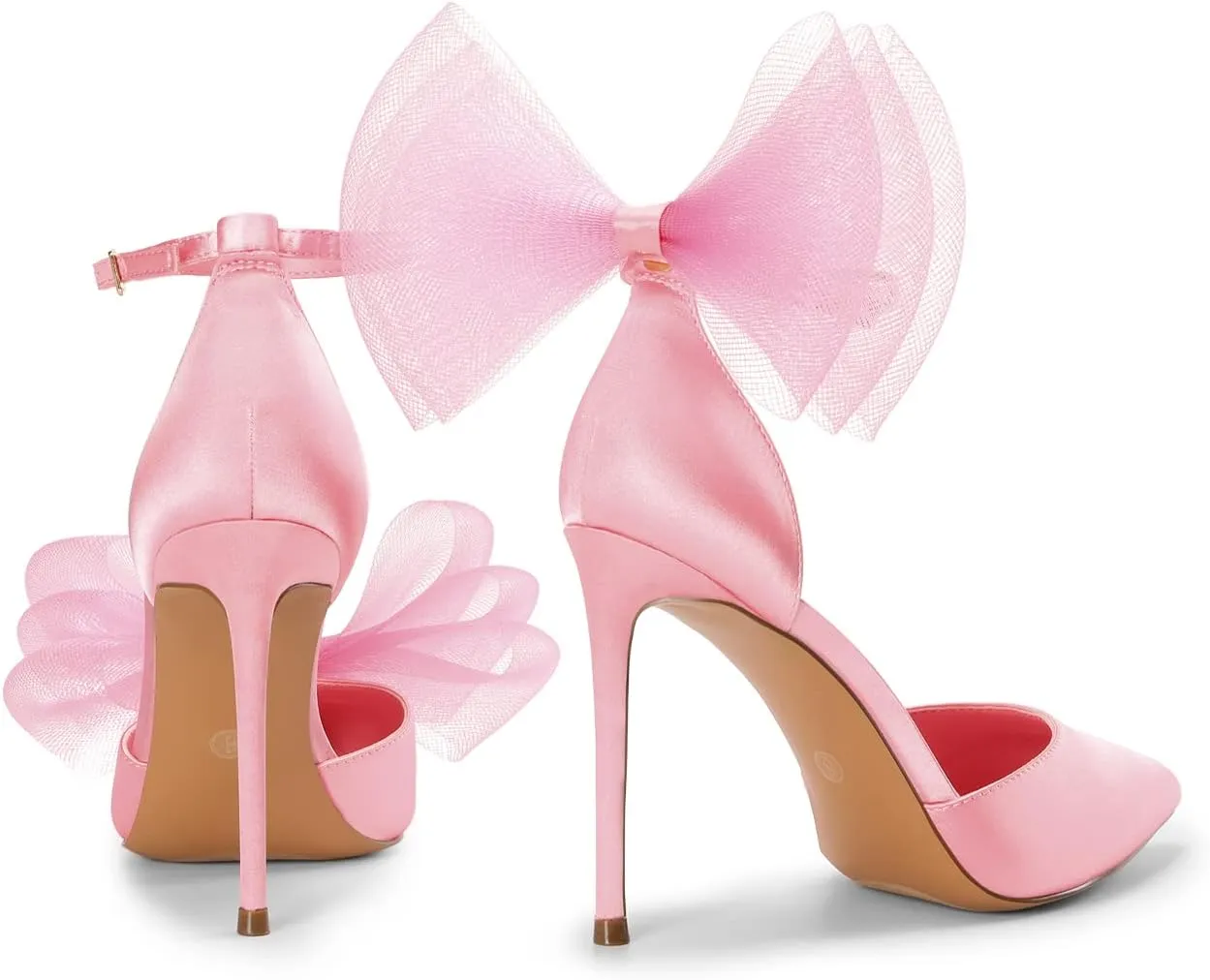 DREAM PAIRS Women's High Heels Strappy Closed Toe Stiletto Pointed Toe Mesh Bows Ankle Strap D'Orsay Sexy Dress Wedding Party Pumps Shoes