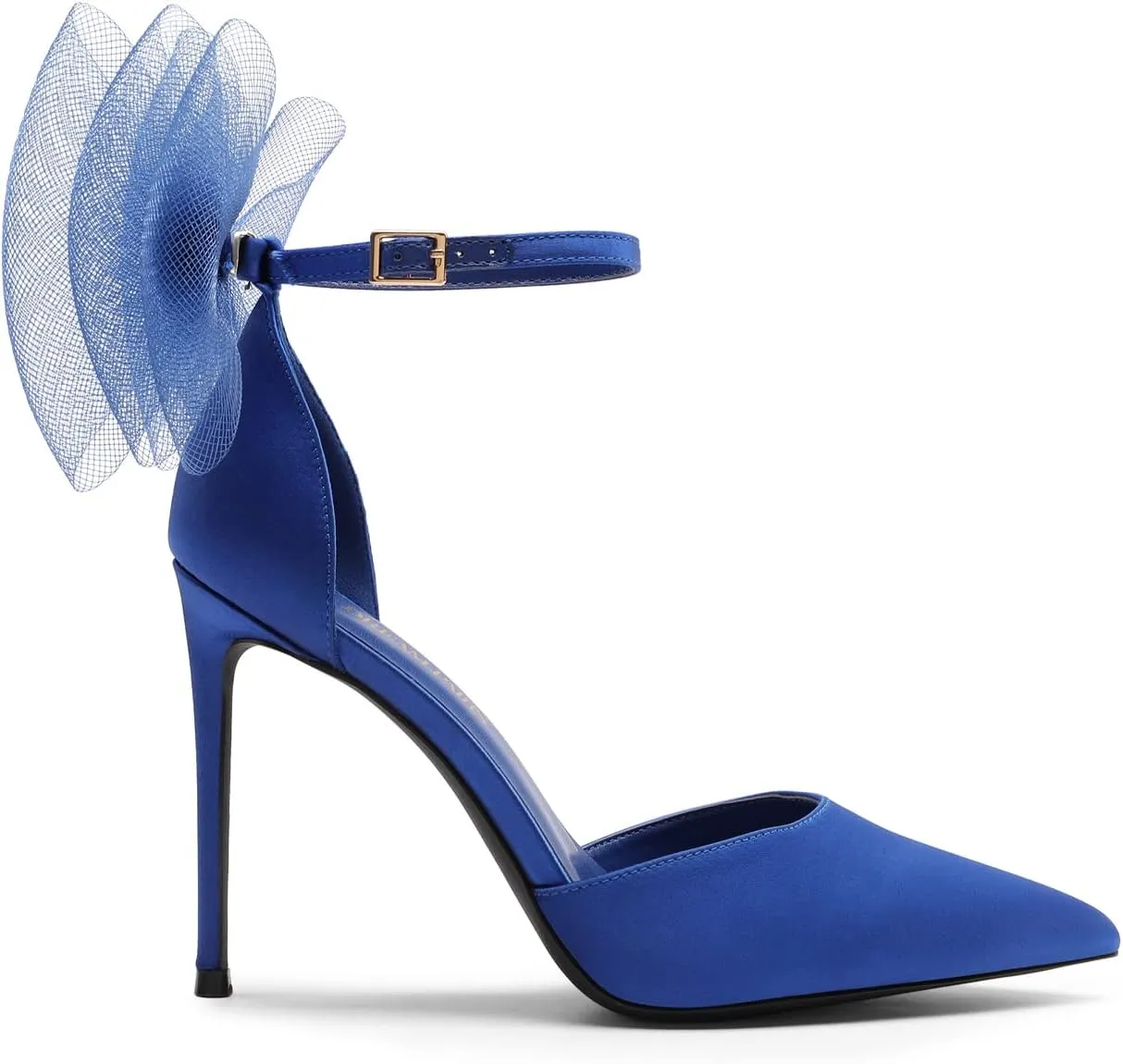DREAM PAIRS Women's High Heels Strappy Closed Toe Stiletto Pointed Toe Mesh Bows Ankle Strap D'Orsay Sexy Dress Wedding Party Pumps Shoes
