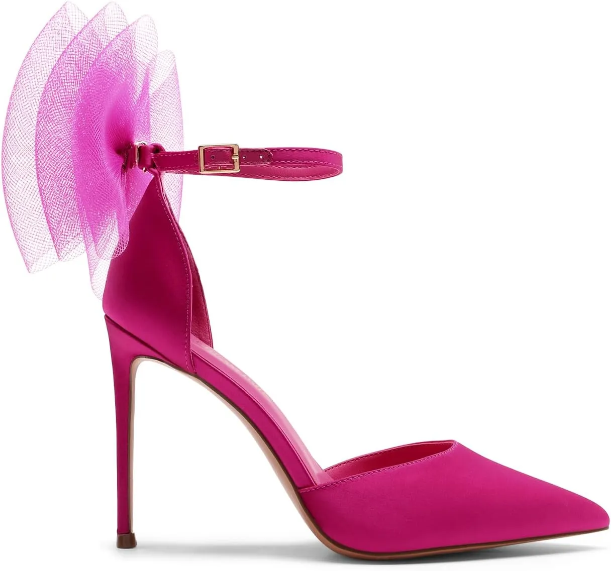 DREAM PAIRS Women's High Heels Strappy Closed Toe Stiletto Pointed Toe Mesh Bows Ankle Strap D'Orsay Sexy Dress Wedding Party Pumps Shoes