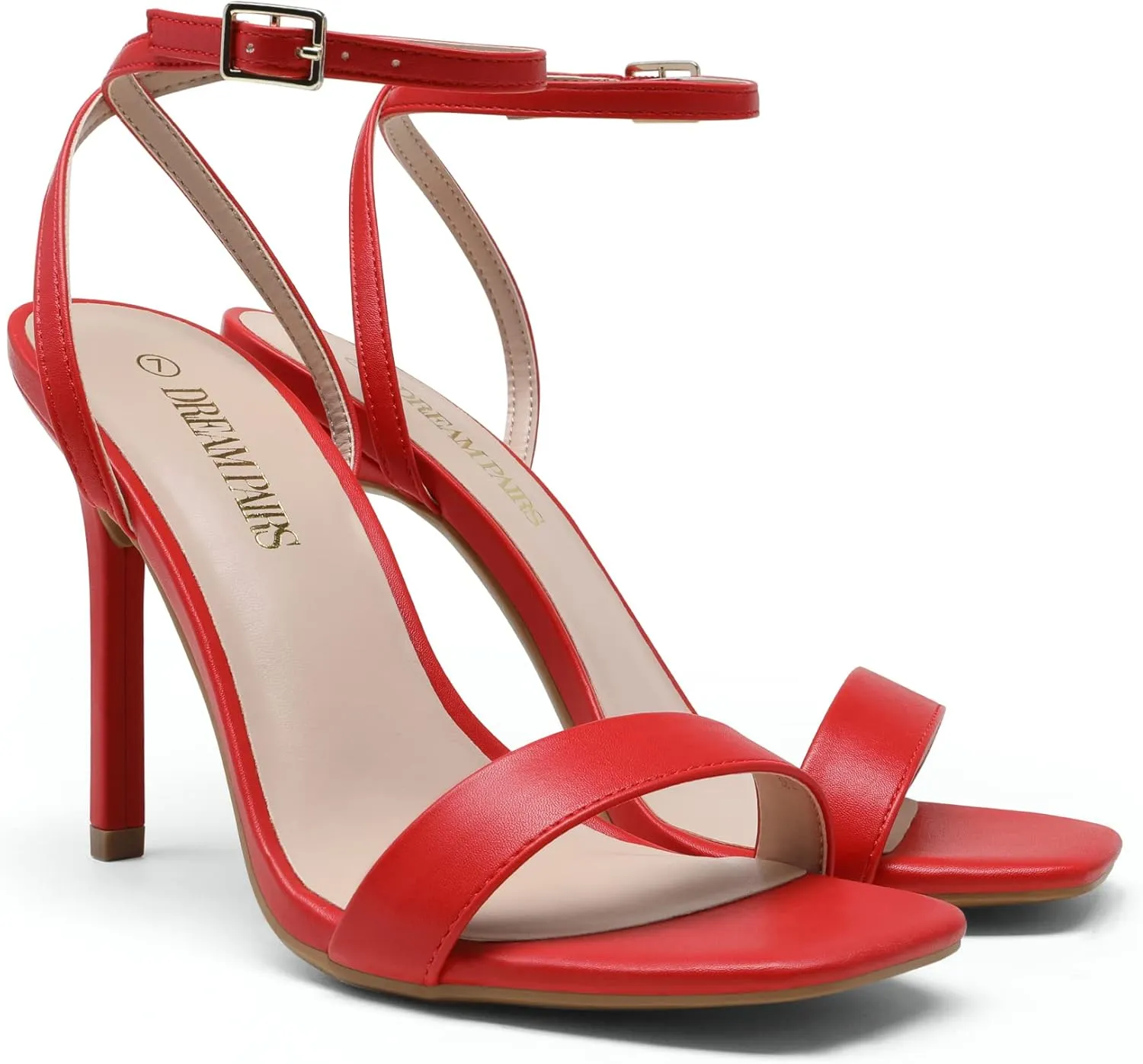 DREAM PAIRS Womens High Stilettos Open Square Toe Ankle Strap Heels Sexy Comfort Strappy Dress Shoes Wedding Bridal Pumps Sandals
