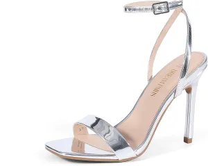 DREAM PAIRS Womens High Stilettos Open Square Toe Ankle Strap Heels Sexy Comfort Strappy Dress Shoes Wedding Bridal Pumps Sandals