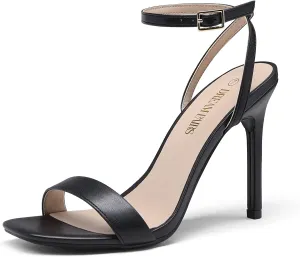 DREAM PAIRS Womens High Stilettos Open Square Toe Ankle Strap Heels Sexy Comfort Strappy Dress Shoes Wedding Bridal Pumps Sandals