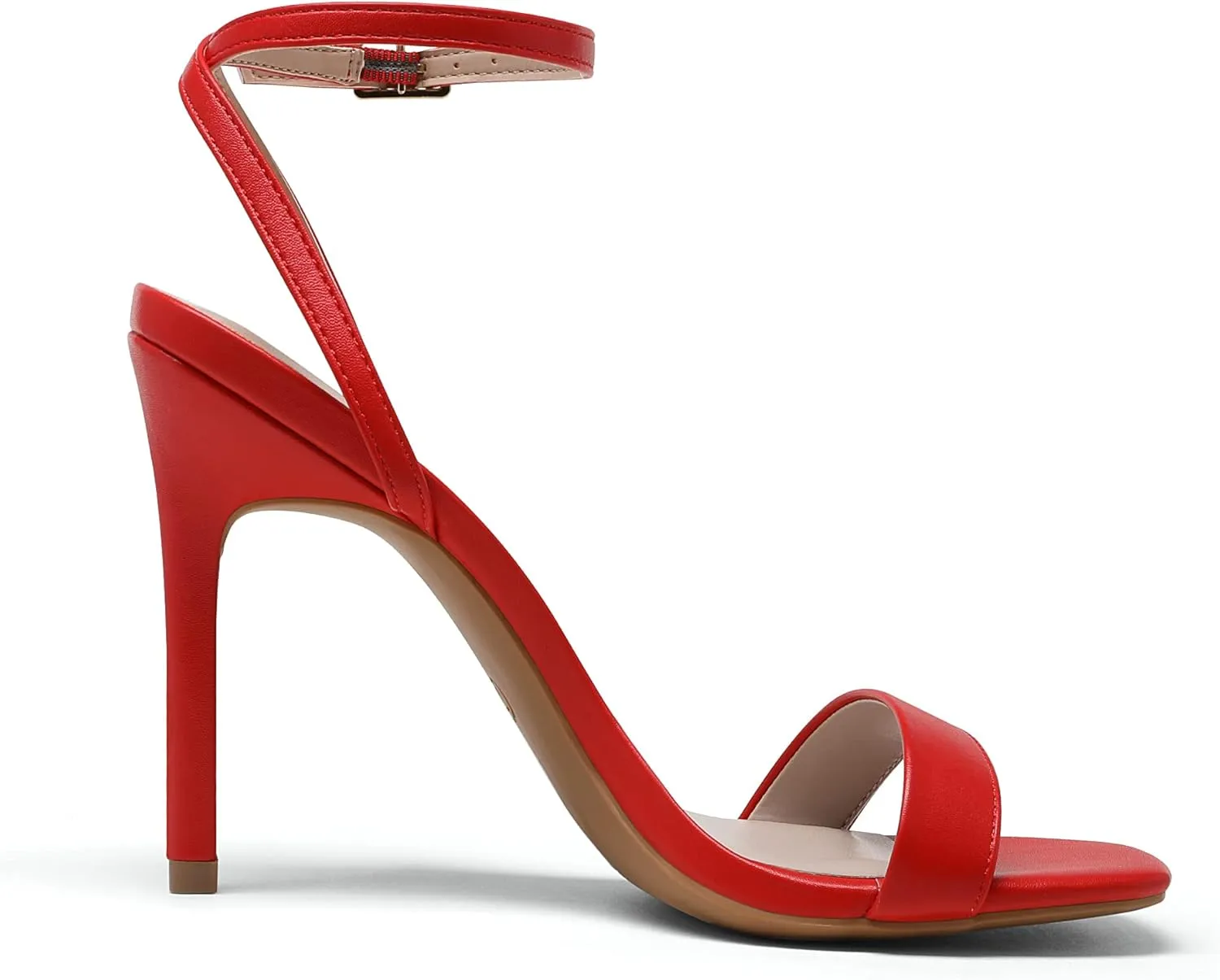 DREAM PAIRS Womens High Stilettos Open Square Toe Ankle Strap Heels Sexy Comfort Strappy Dress Shoes Wedding Bridal Pumps Sandals