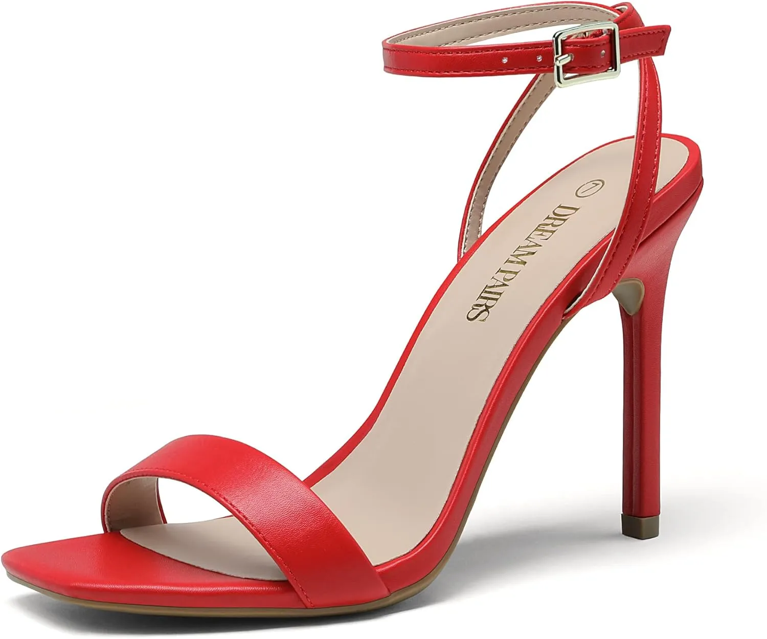 DREAM PAIRS Womens High Stilettos Open Square Toe Ankle Strap Heels Sexy Comfort Strappy Dress Shoes Wedding Bridal Pumps Sandals