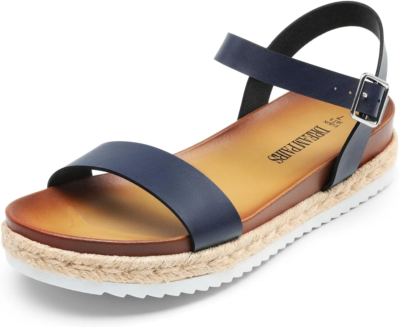 DREAM PAIRS Womens Open Toe Ankle Strap Espadrille Casual Flatform Platform Wedge Sandals