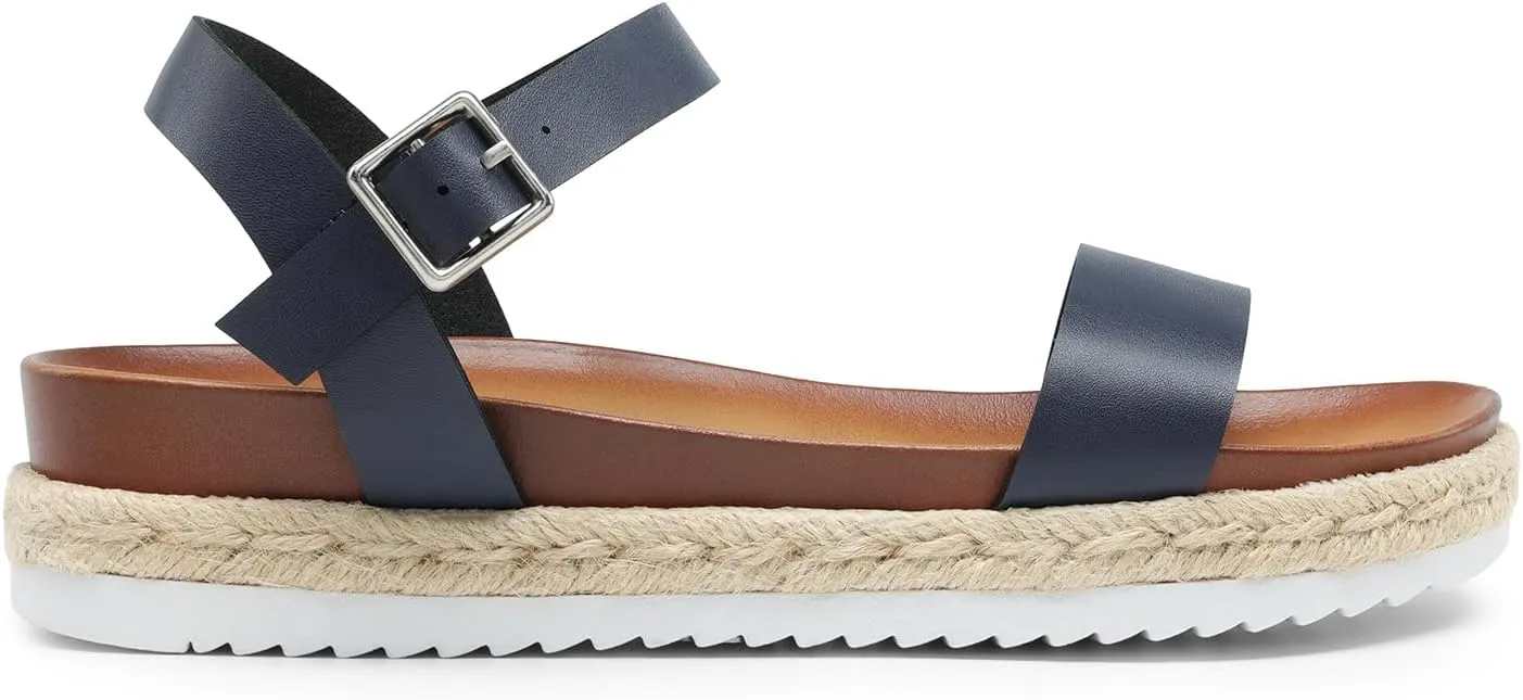 DREAM PAIRS Womens Open Toe Ankle Strap Espadrille Casual Flatform Platform Wedge Sandals