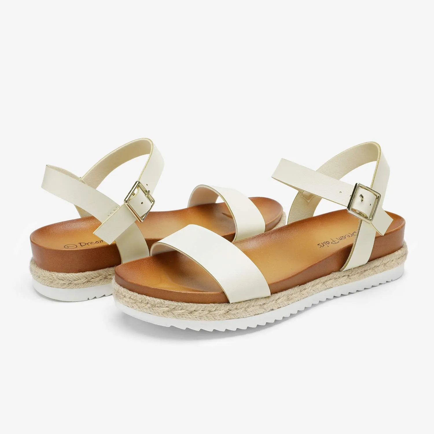DREAM PAIRS Womens Open Toe Ankle Strap Espadrille Casual Flatform Platform Wedge Sandals