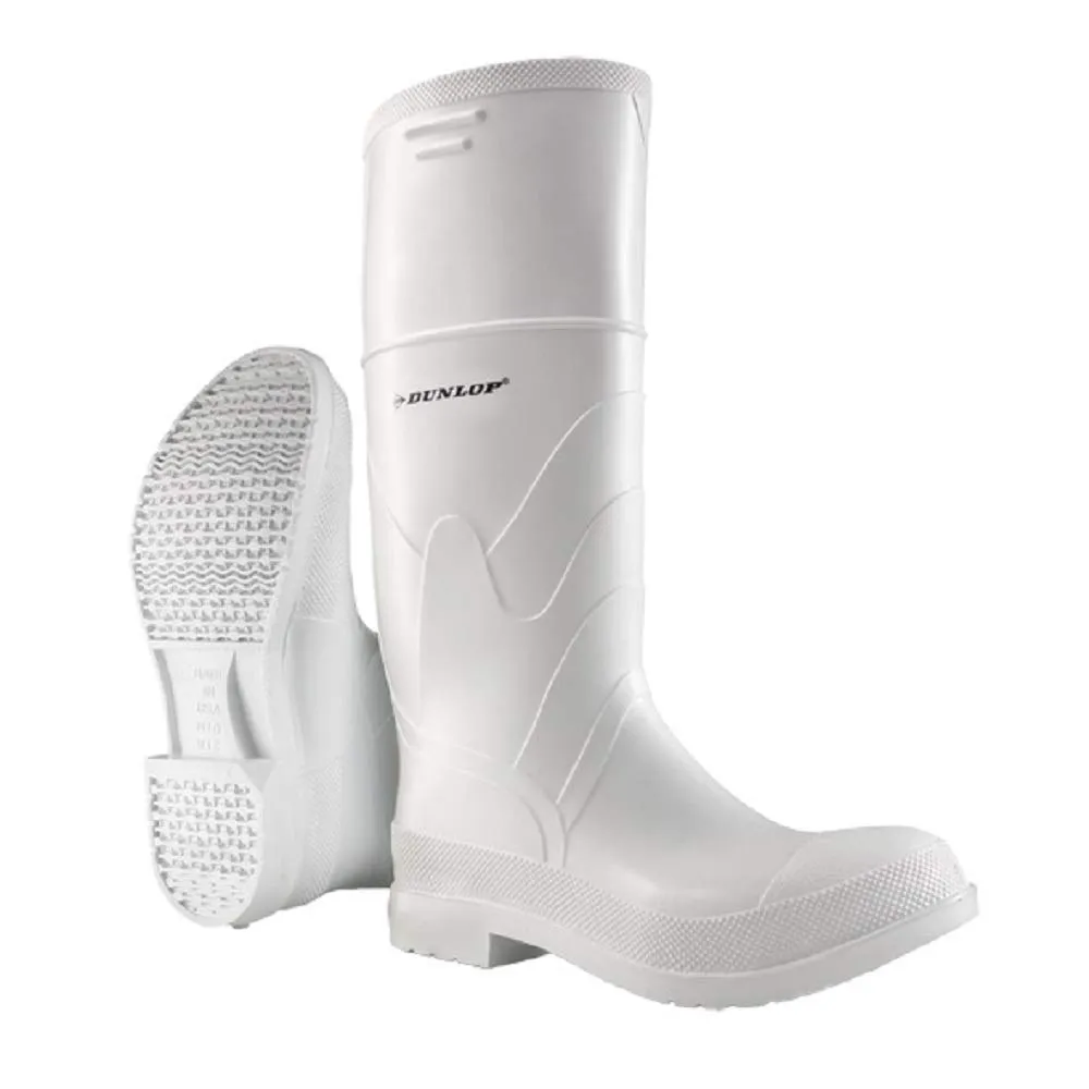 DUNLOP Protective Footwear, Steel Toe White Safety Lock, 100% Waterproof PVC, Lightweight and Durable Protective Footwear, Slip-Resistant, 8101200.13, Size 13 US
