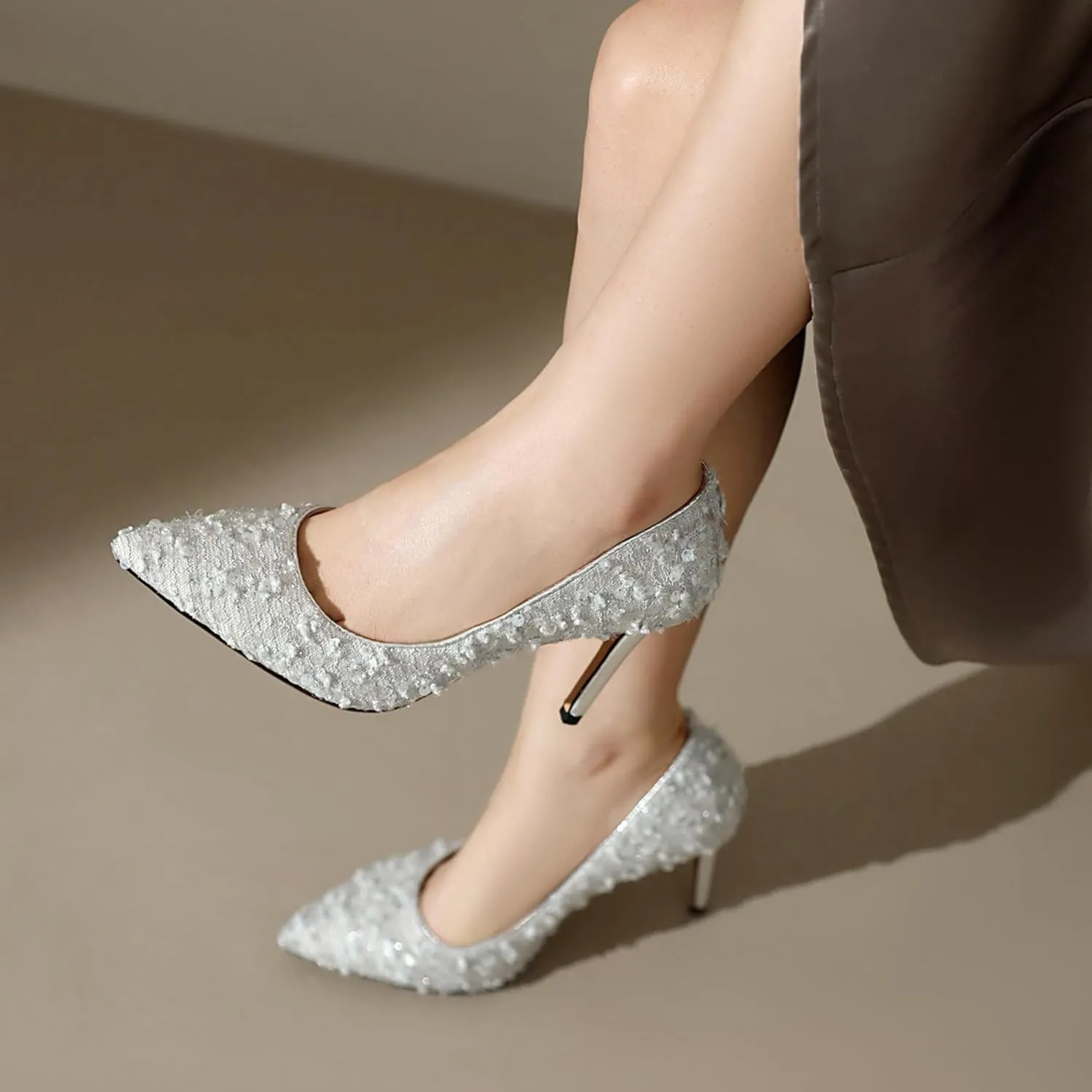 Elegant Prom Pumps Stiletto Heel Sequins Women Shoes