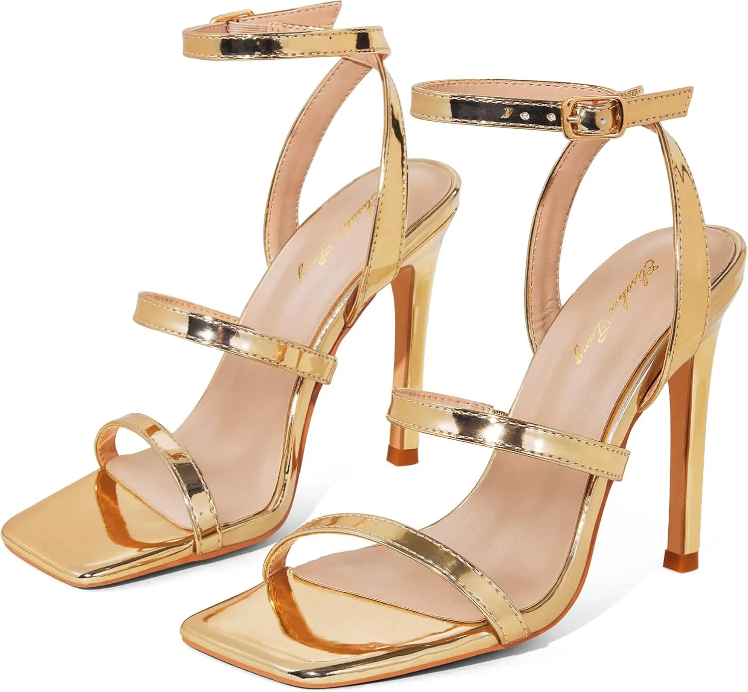 Elisabet Tang Elegant Black High Heeled Sandals for Women  Adjustable Straps, Square Toe, Stiletto Pumps for Party, Evening, and Formal Occasions