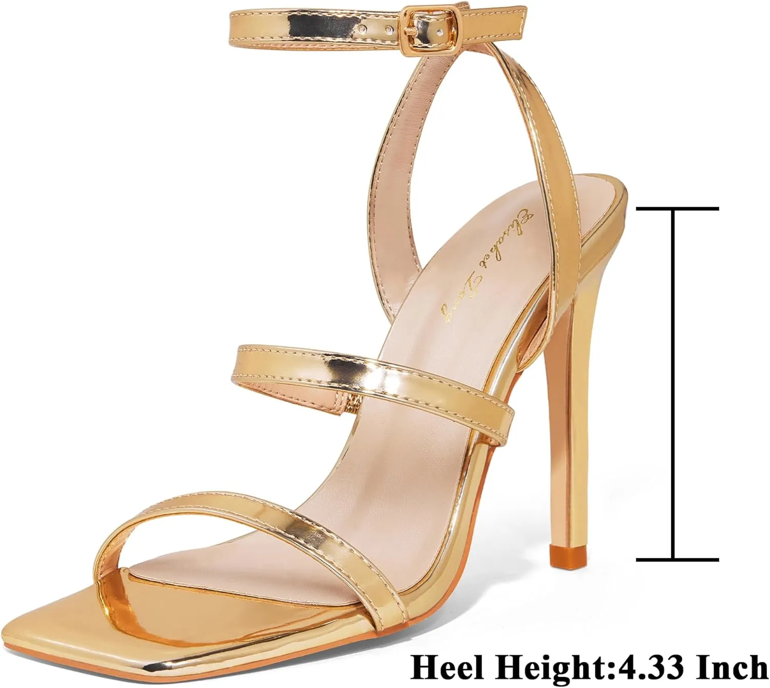 Elisabet Tang Elegant Black High Heeled Sandals for Women  Adjustable Straps, Square Toe, Stiletto Pumps for Party, Evening, and Formal Occasions