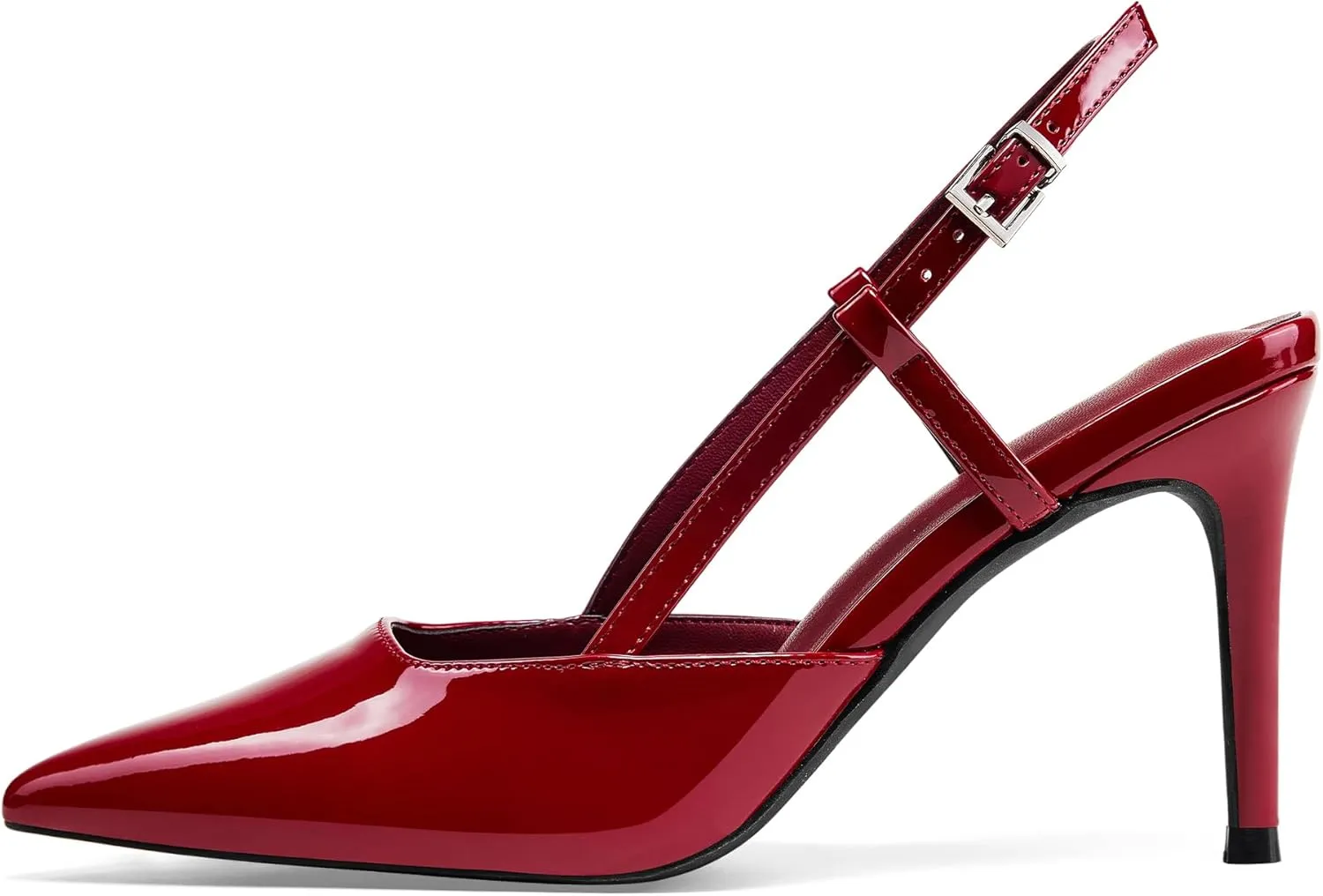 Elisabet Tang Women's Closed Toe Slingback Pointed Toe Stiletto Heel Pump Dress Shoes Buckle Strap Party Pumps Sexy