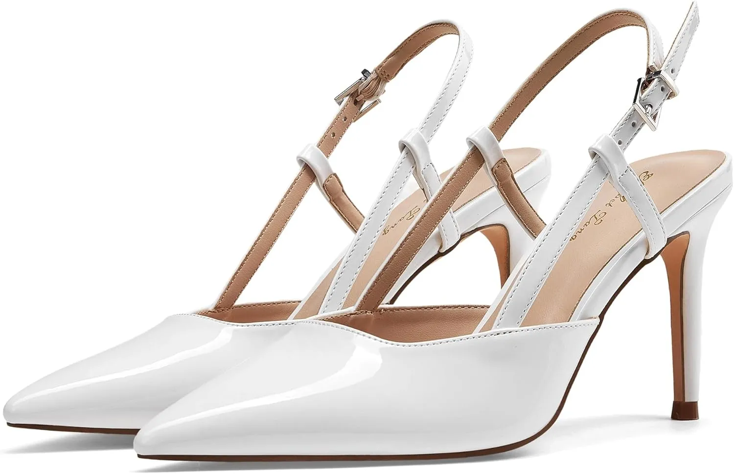 Elisabet Tang Women's Closed Toe Slingback Pointed Toe Stiletto Heel Pump Dress Shoes Buckle Strap Party Pumps Sexy