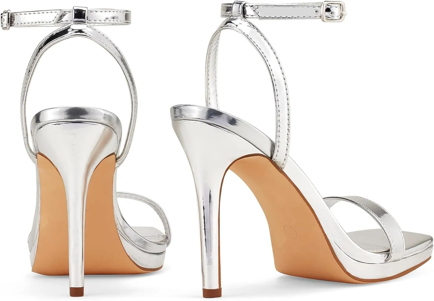 Elisabet Tang Womens Stilettos Heeled Sandals Open Square Toe Heels,4.3 Inch Open Toe Strappy Sexy High Heels Ankle Strap Buckle Heels for Party Wedding Dress Daily Wear Shoes