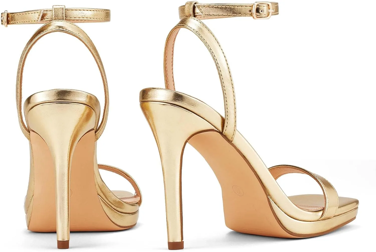 Elisabet Tang Womens Stilettos Heeled Sandals Open Square Toe Heels,4.3 Inch Open Toe Strappy Sexy High Heels Ankle Strap Buckle Heels for Party Wedding Dress Daily Wear Shoes