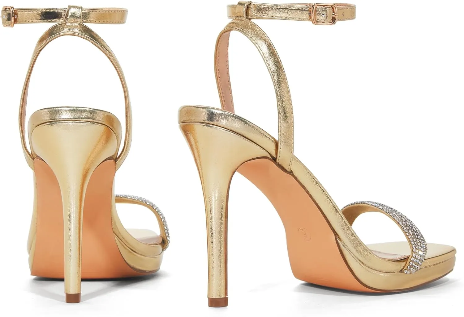 Elisabet Tang Womens Stilettos Heeled Sandals Open Square Toe Heels,4.3 Inch Open Toe Strappy Sexy High Heels Ankle Strap Buckle Heels for Party Wedding Dress Daily Wear Shoes
