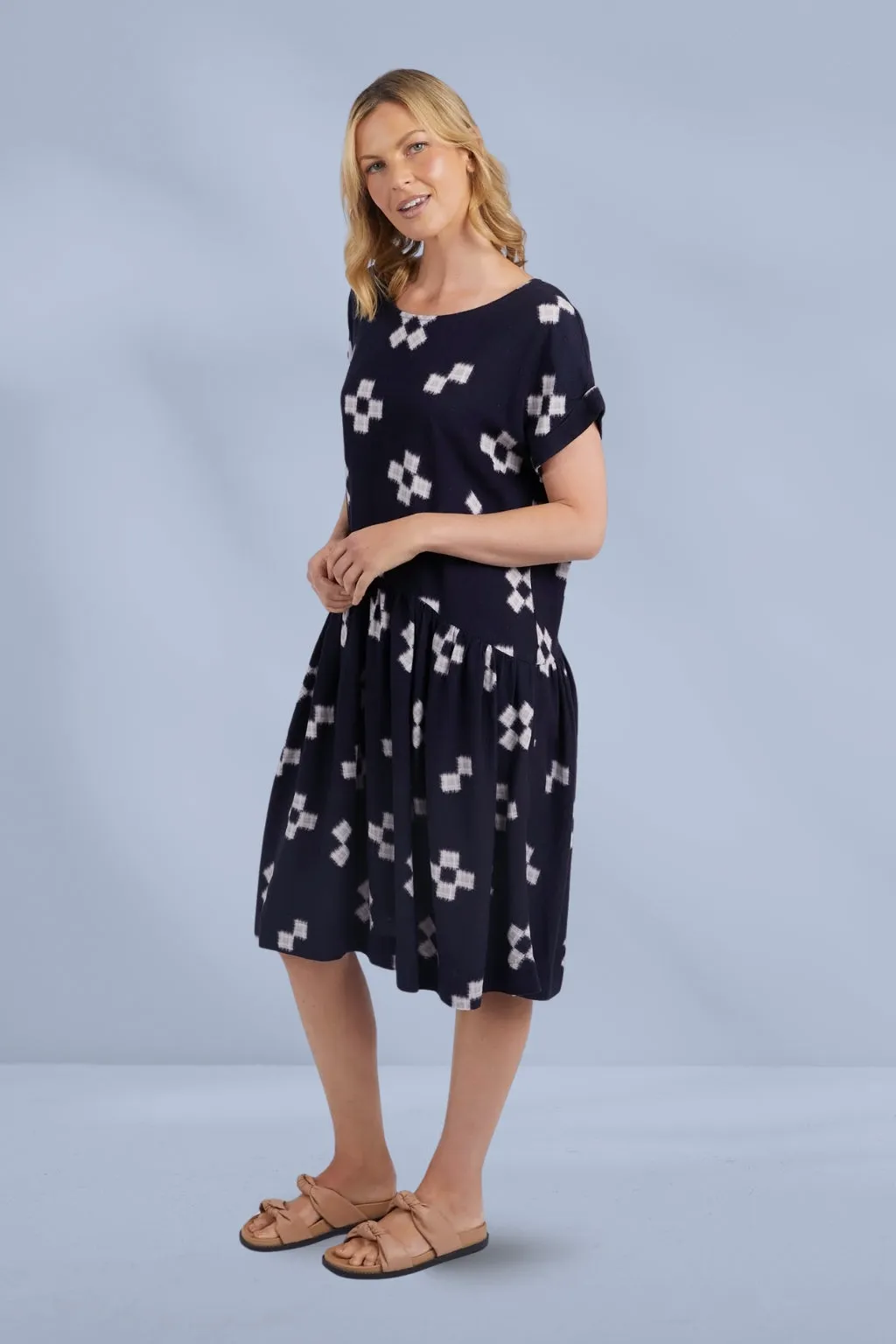 Elm Positano Dress Navy Print