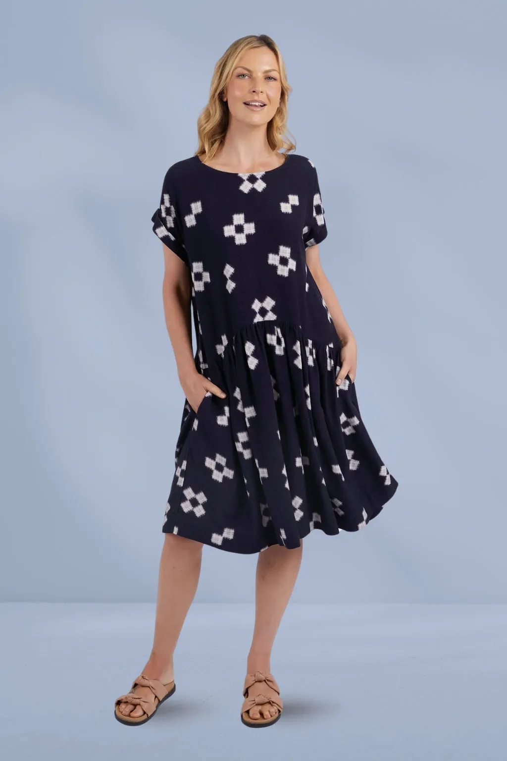 Elm Positano Dress Navy Print