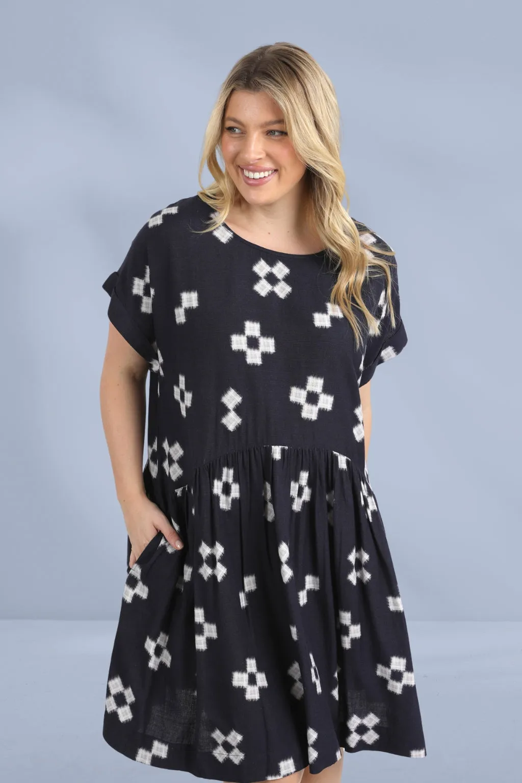 Elm Positano Dress Navy Print