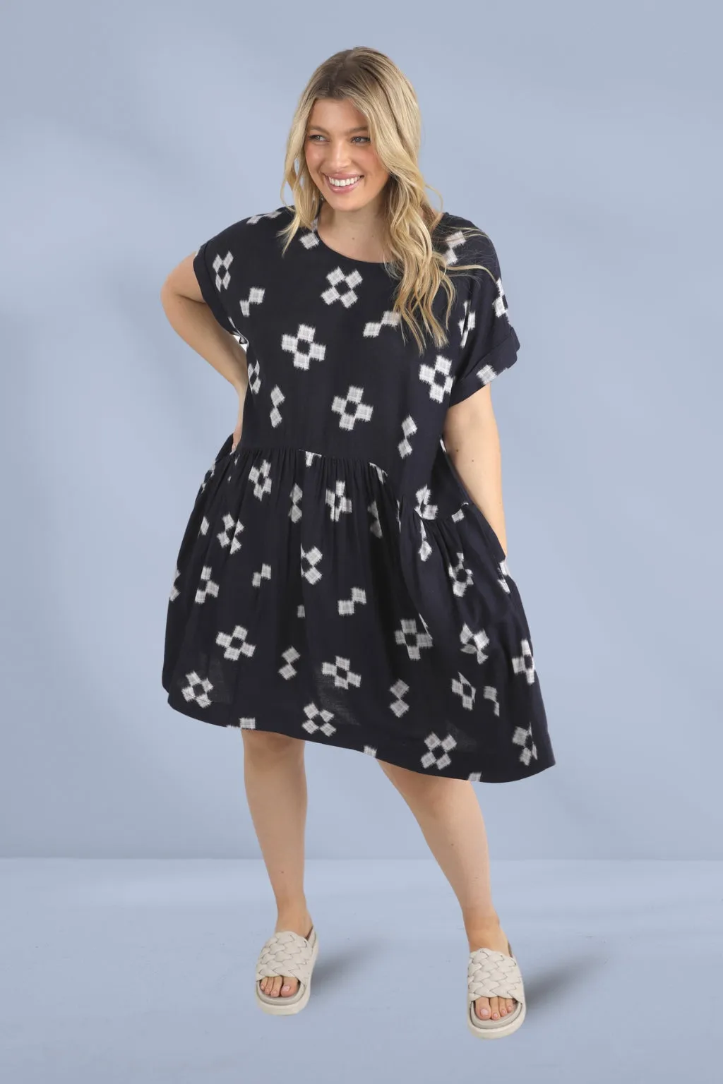 Elm Positano Dress Navy Print