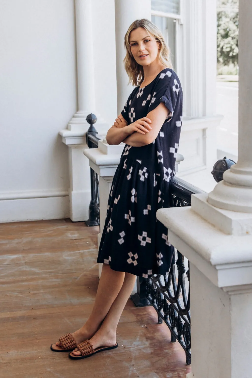 Elm Positano Dress Navy Print