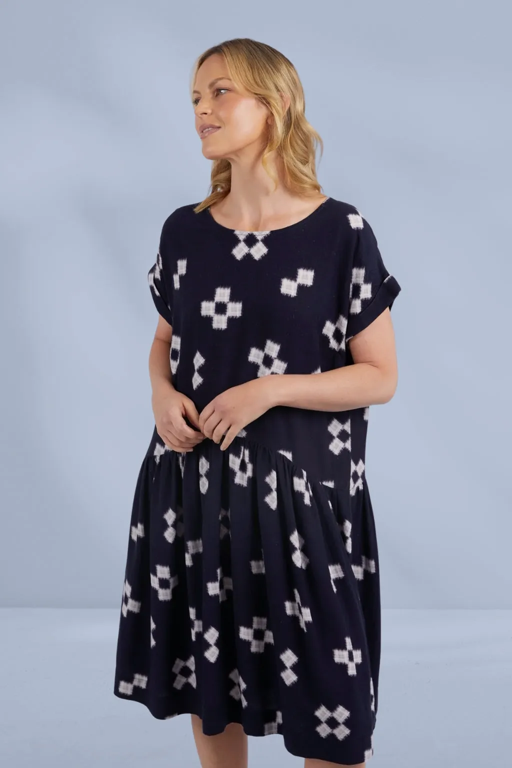 Elm Positano Dress Navy Print