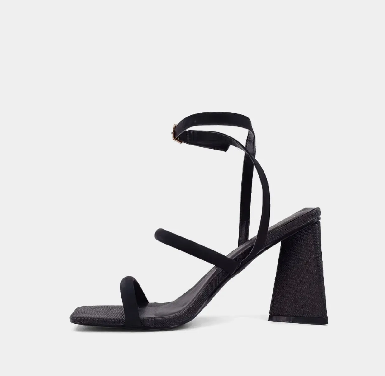 Evangeline Black Woven Heels