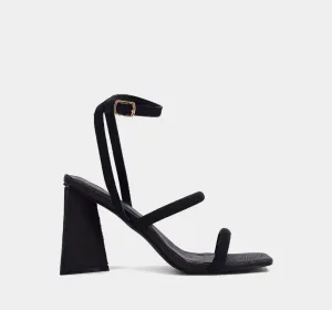 Evangeline Black Woven Heels