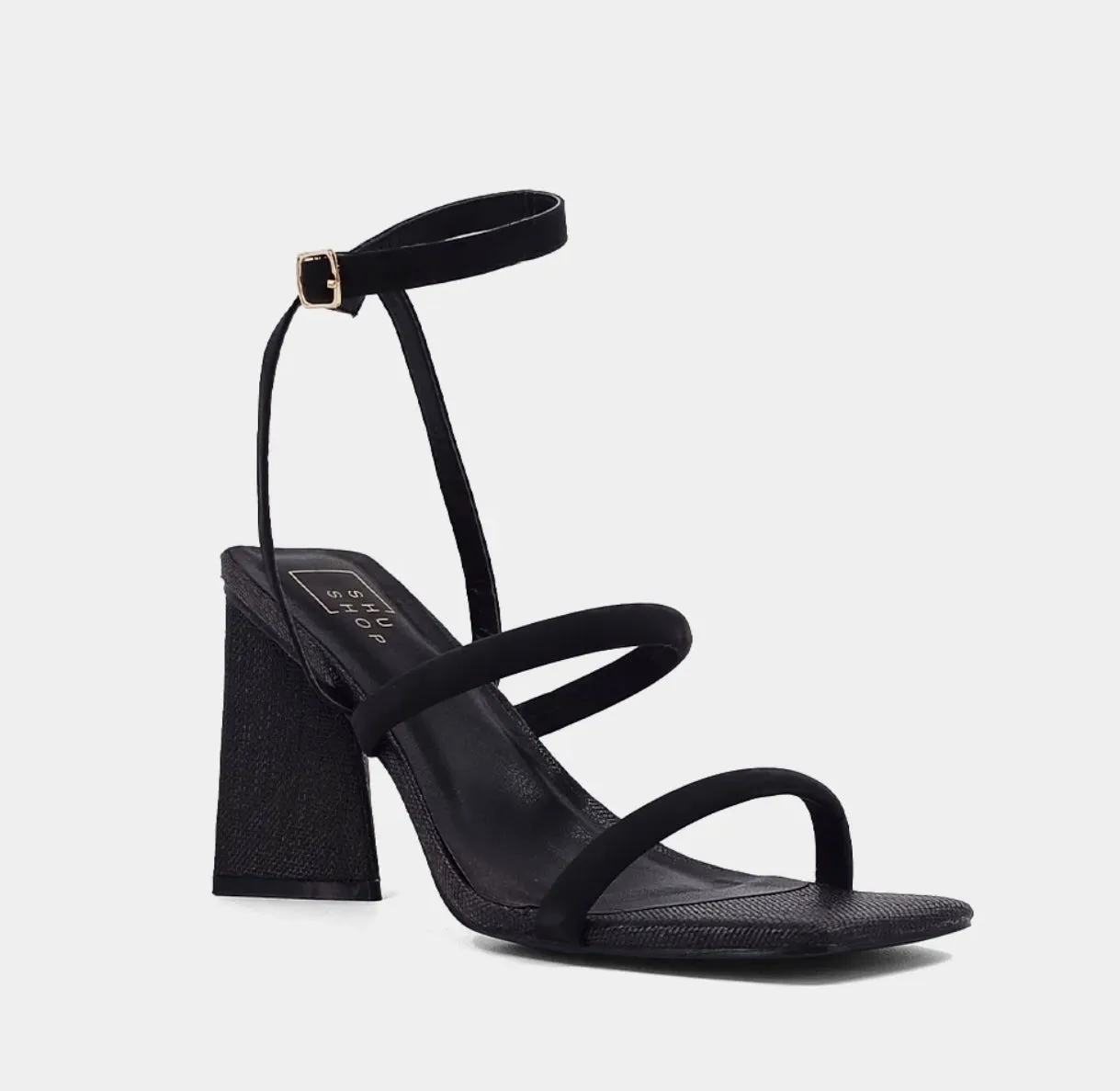 Evangeline Black Woven Heels