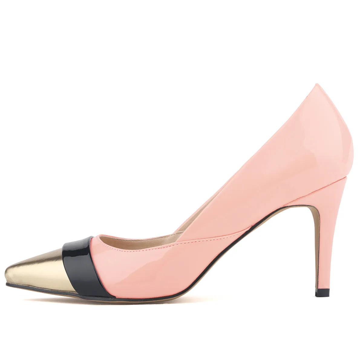 Fashion Pointed Color Matching Patent Leather Pump