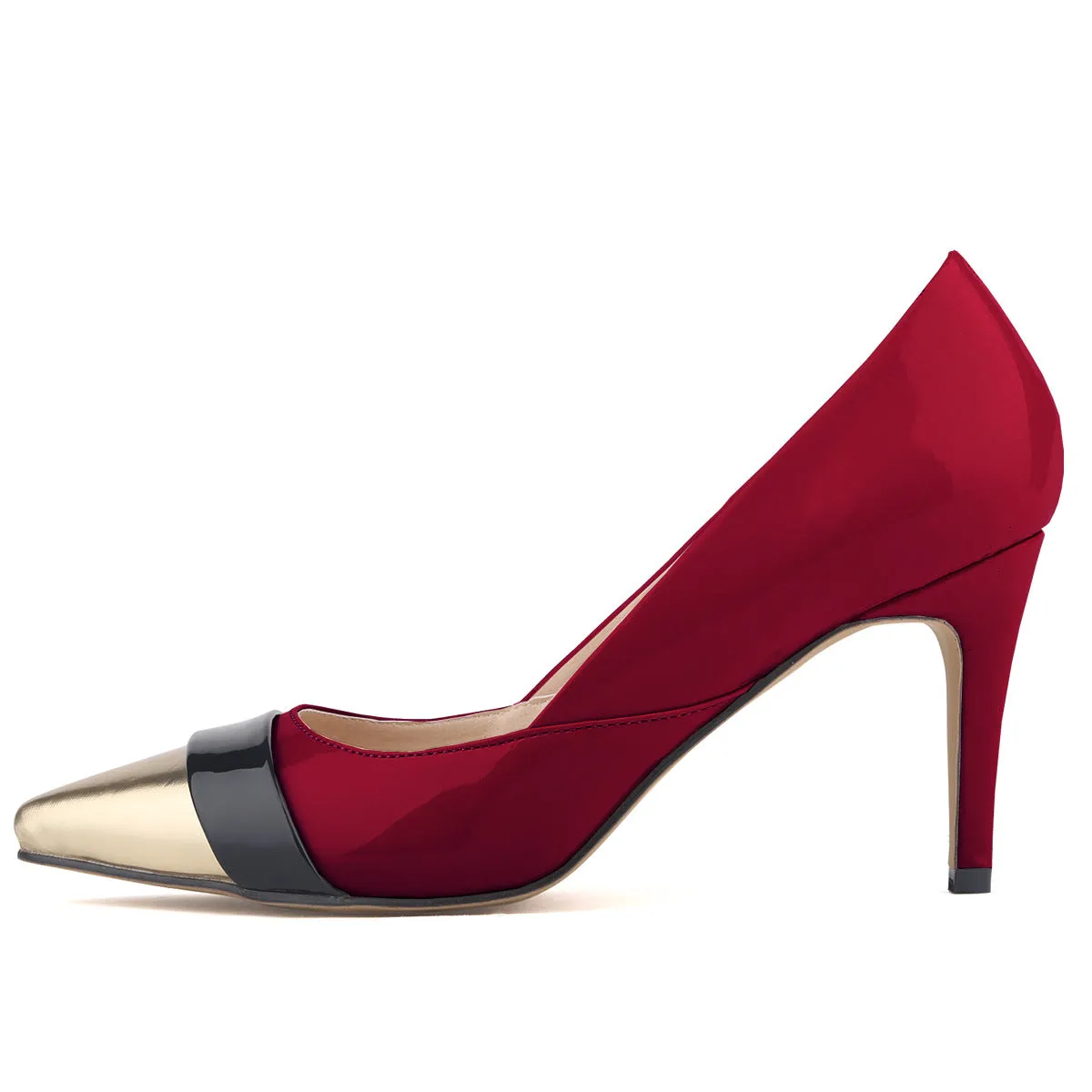 Fashion Pointed Color Matching Patent Leather Pump